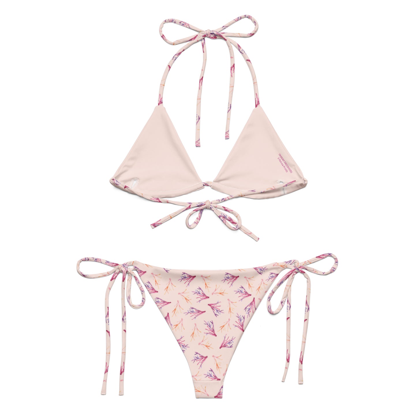Petrea Pink Coral Print Tie sides Bikini -with light pink background!