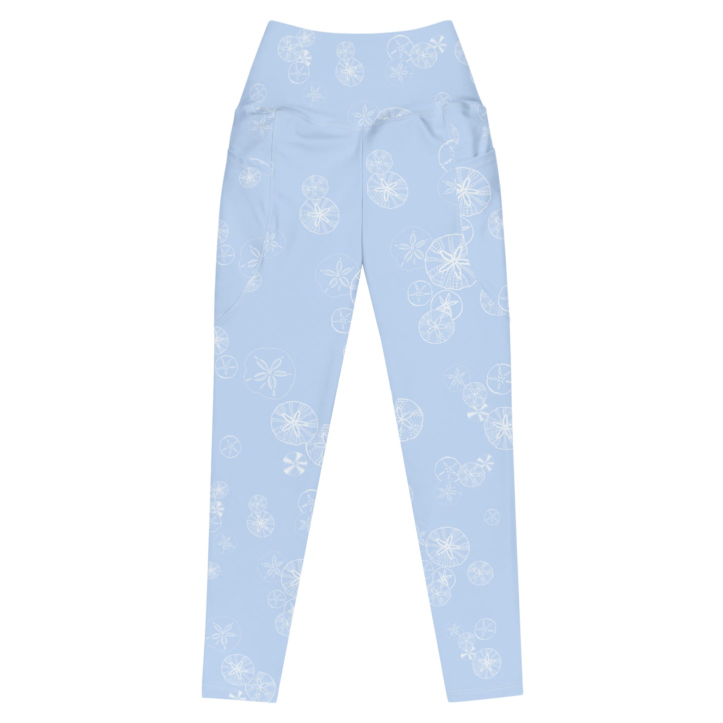 Sand Dollar in Hawkes Blue Leggings with pockets